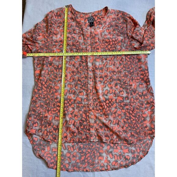 Clara Sun Woo Tunic Animal Print 3/4 Sleeves Boxy Relaxed Button Front Size XL - Picture 7 of 10